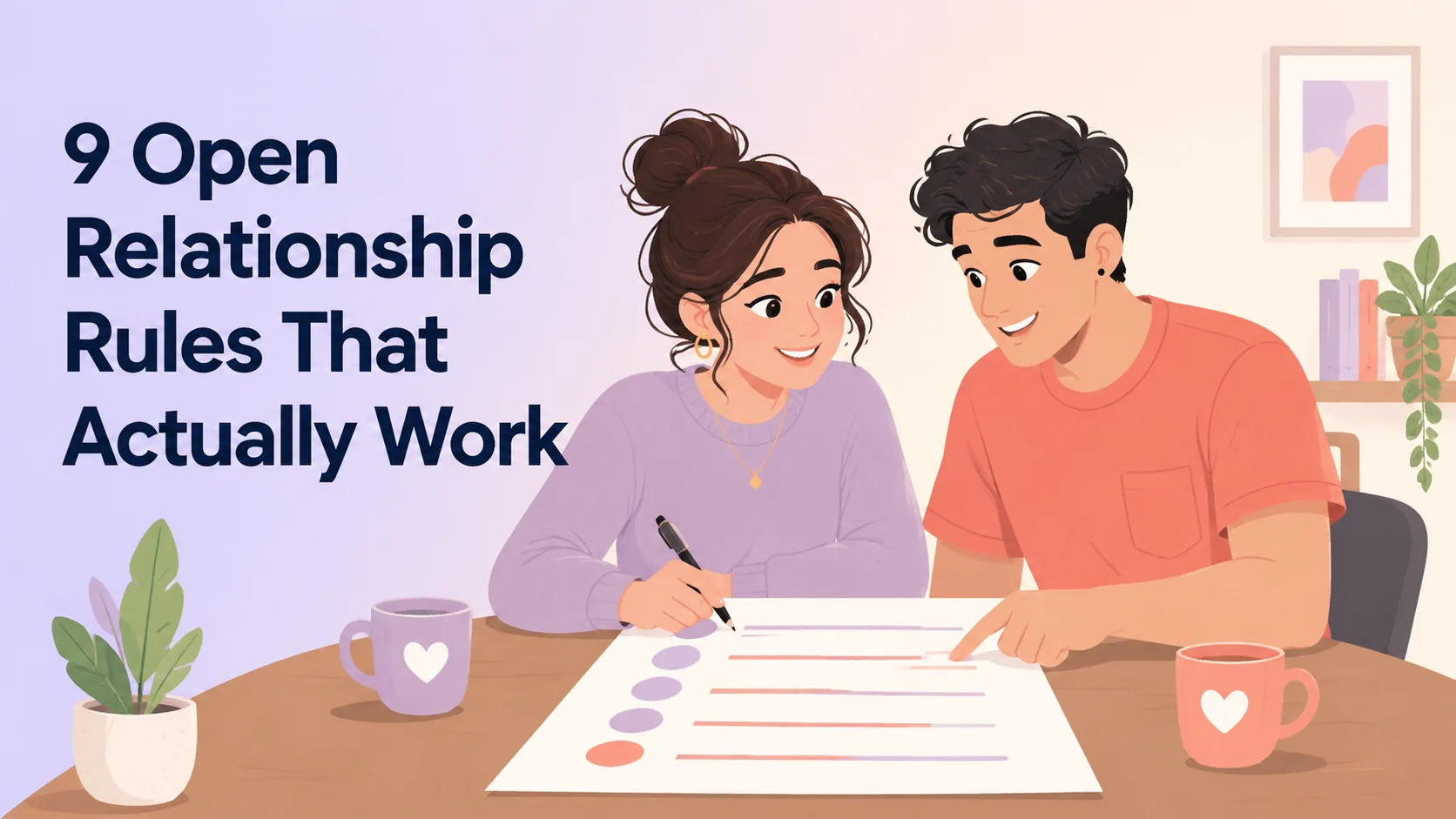 A couple co-creating relationship rules at a table