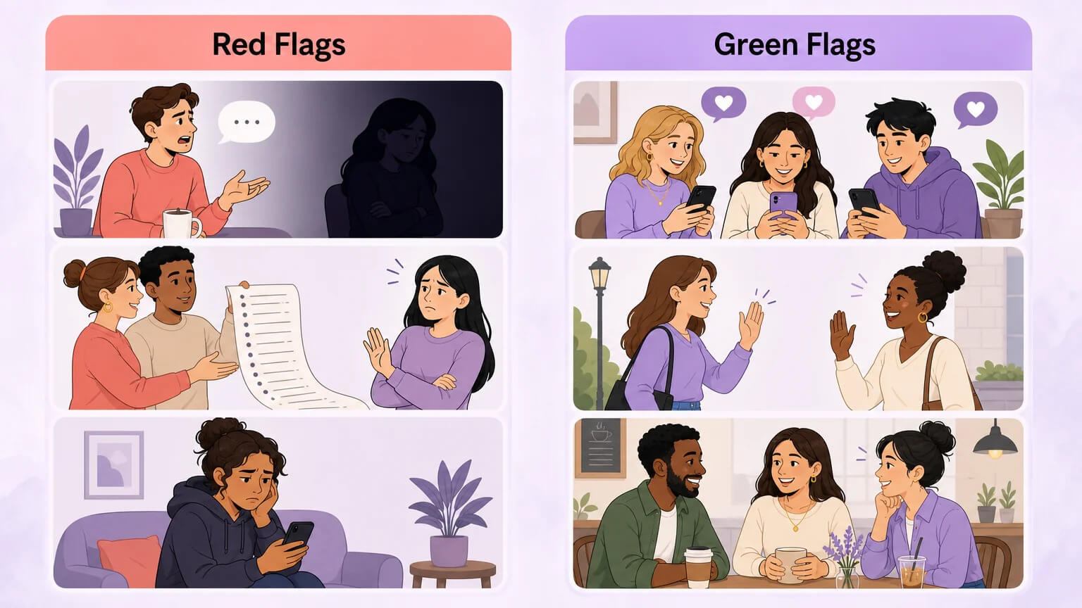 Red flags and green flags for couples — what singles are looking for from the other side