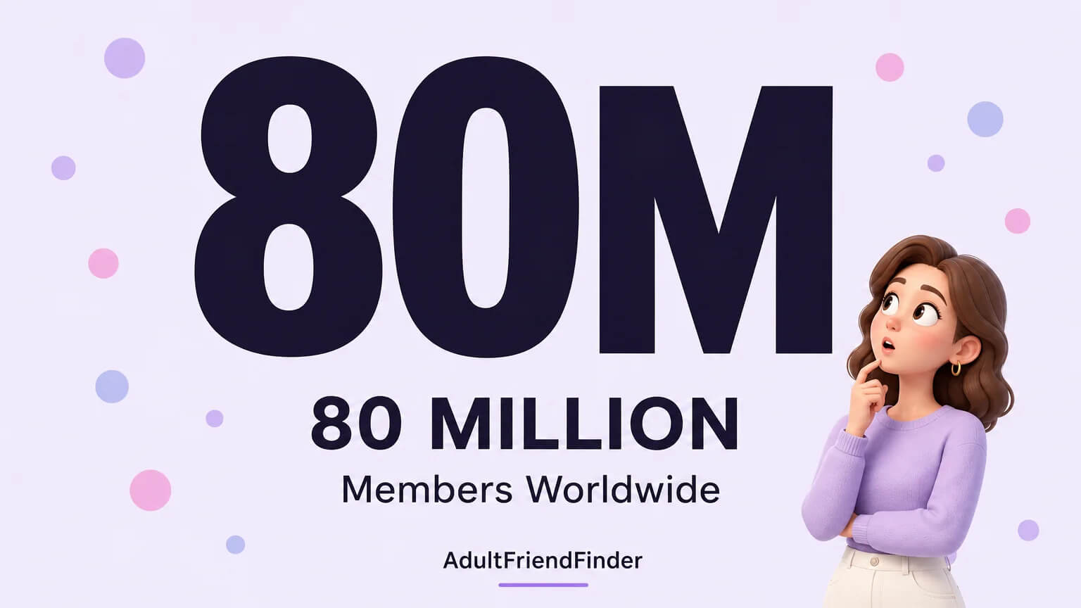 AdultFriendFinder 80 million members worldwide statistic displayed as a large bold number