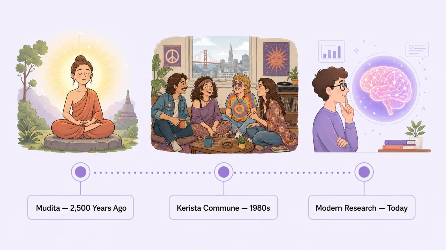 Timeline of compersion history from mudita to modern research