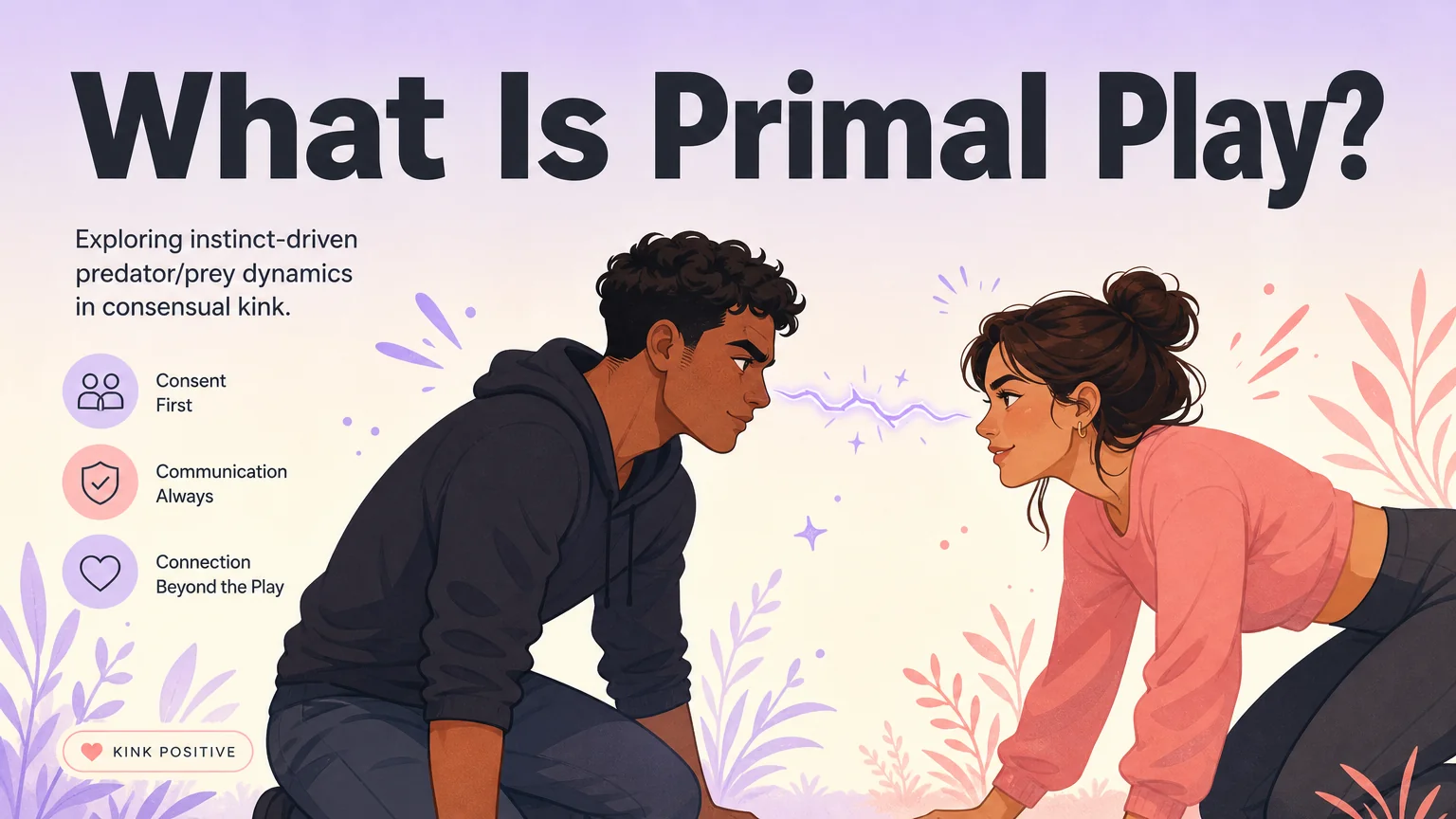 Cover: What Is Primal Play? featuring two characters in an electric predator/prey dynamic with the article title rendered in bold typography