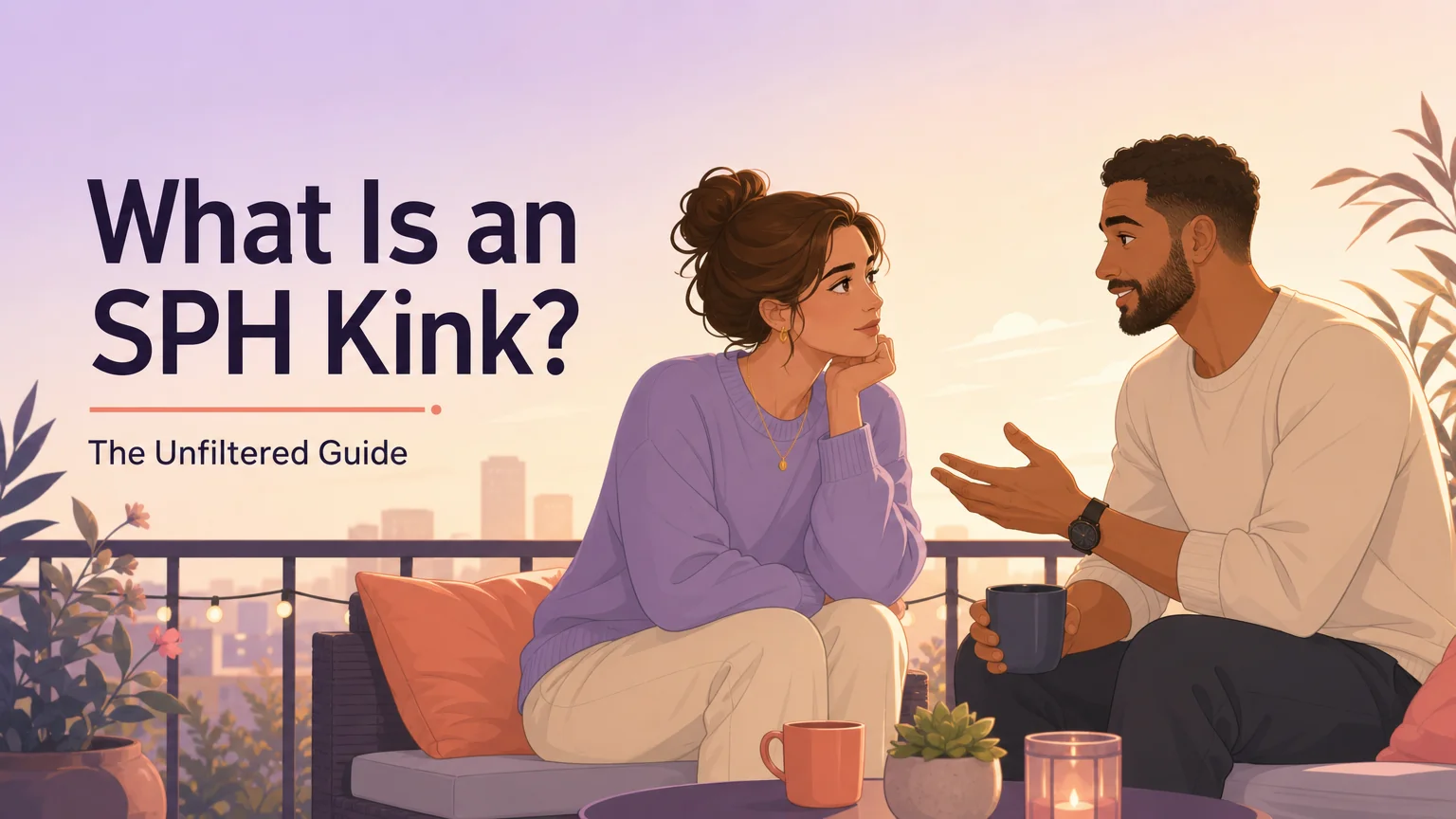 Cover image for What Is an SPH Kink article — two people talking on a balcony at golden hour