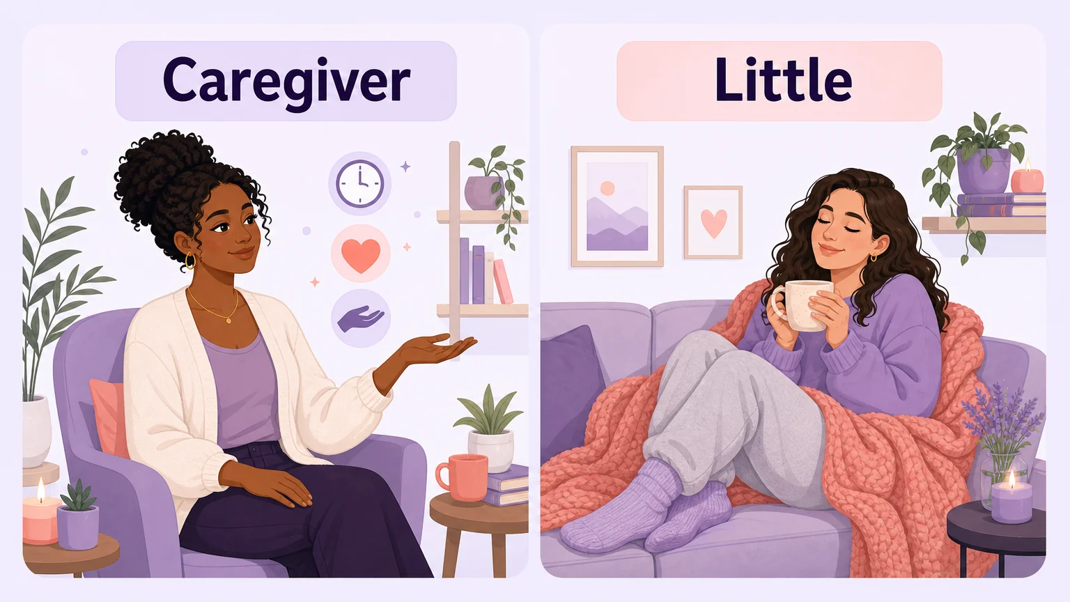 Side-by-side comparison of the Caregiver and Little roles in DDLG relationships