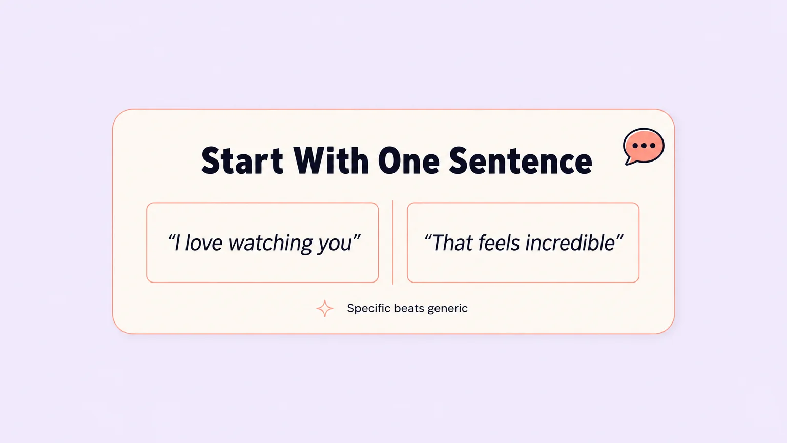 Dirty talk starter card: begin with one simple sentence like "I love watching you"