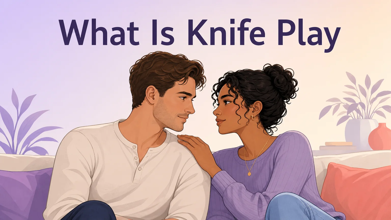 What Is Knife Play — cover illustration showing two partners in an intimate trust moment
