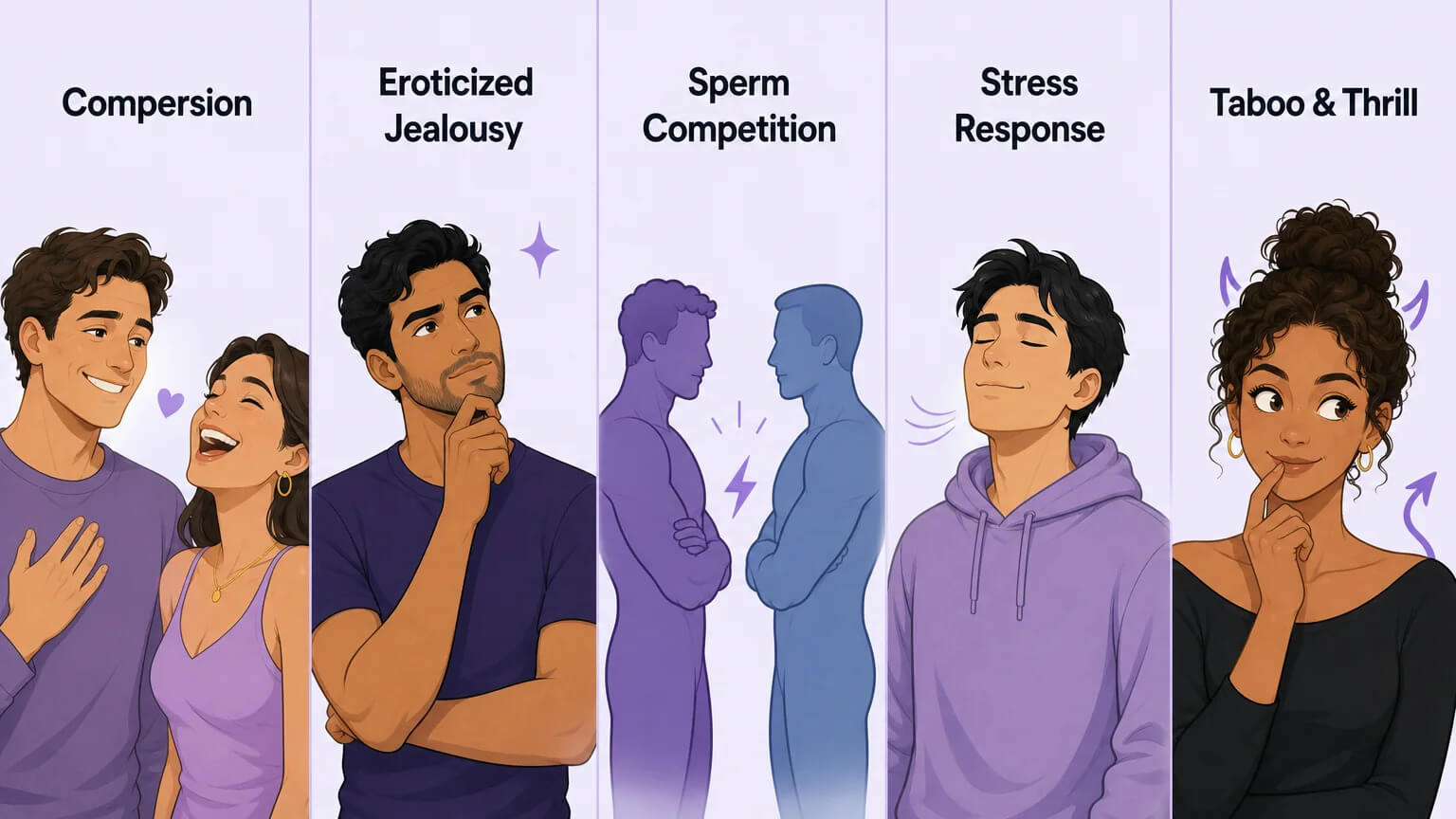 Five psychological mechanisms behind cuckolding: compersion, eroticized jealousy, sperm competition, stress response, and taboo and thrill-seeking