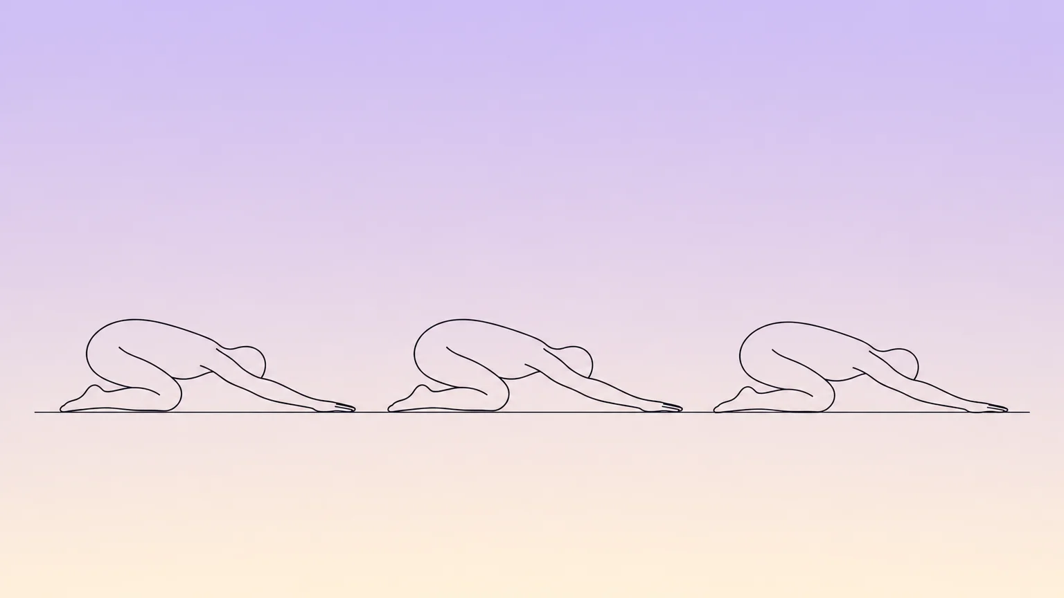 Elegant silhouette diagram showing three people in a connected row — a sculptural line of forms echoing each other like ripples