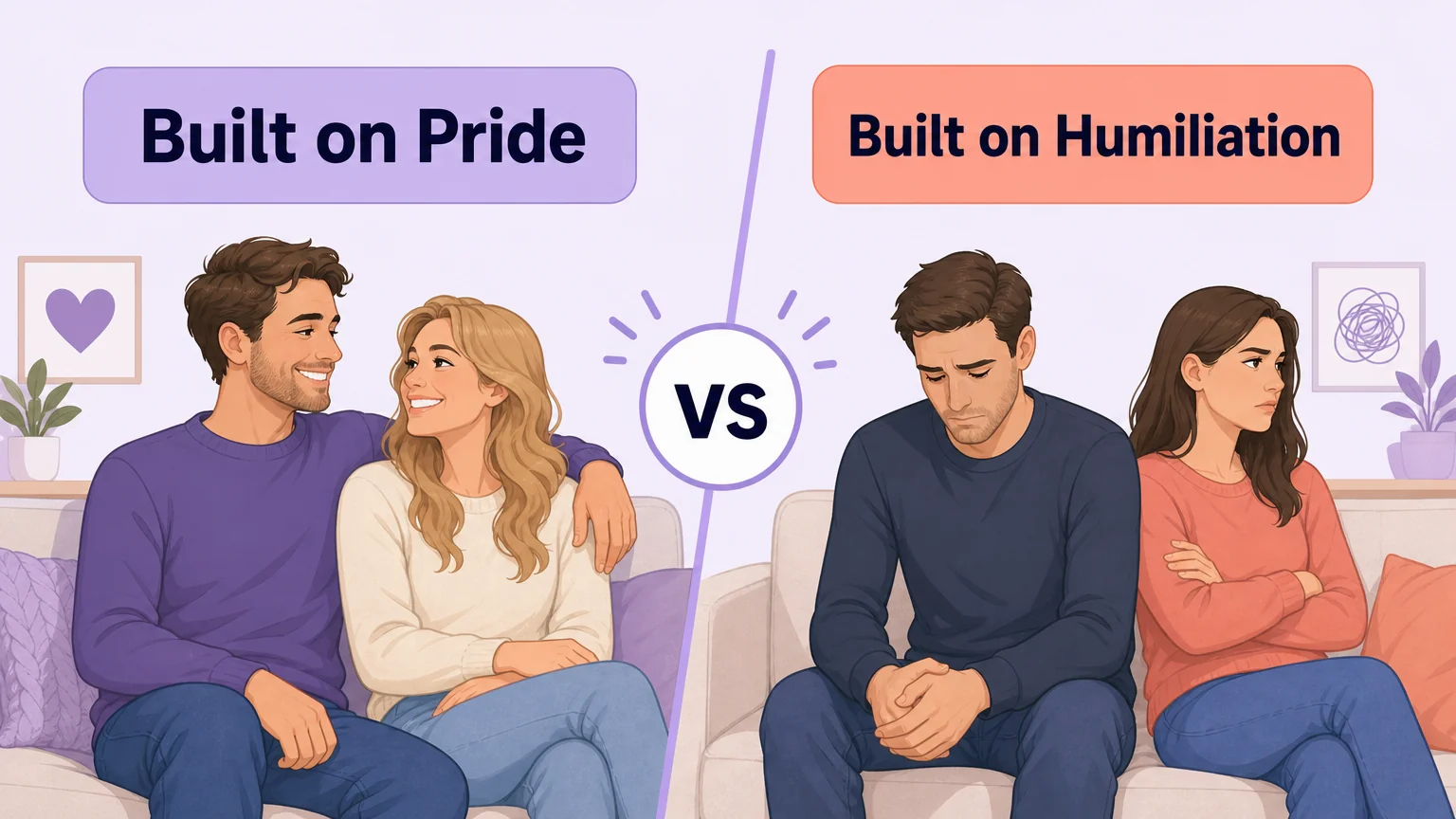 Abstract comparison of pride-based and humiliation-based relationship dynamics