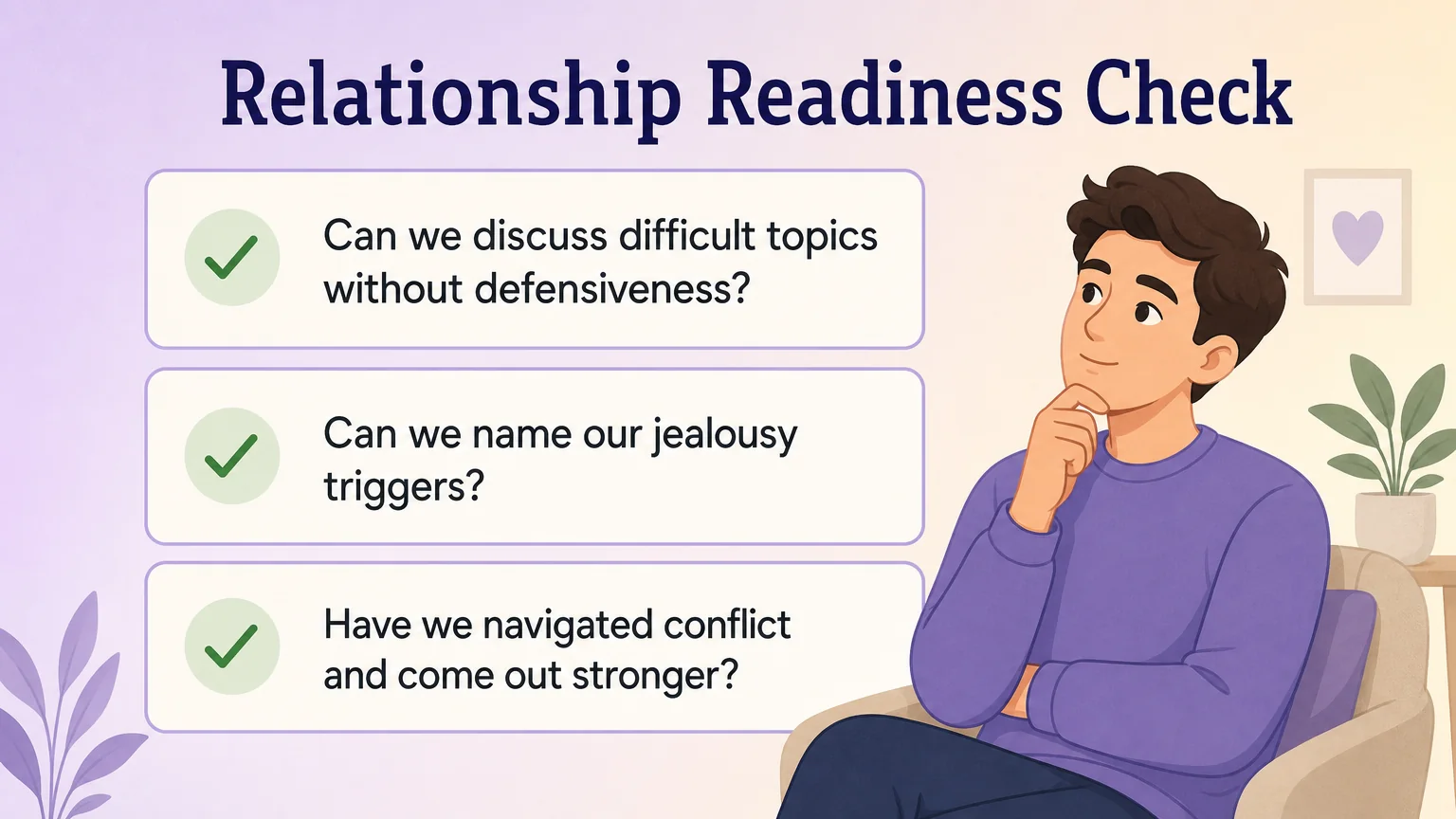Relationship readiness checklist — three self-reflection questions to assess communication foundation