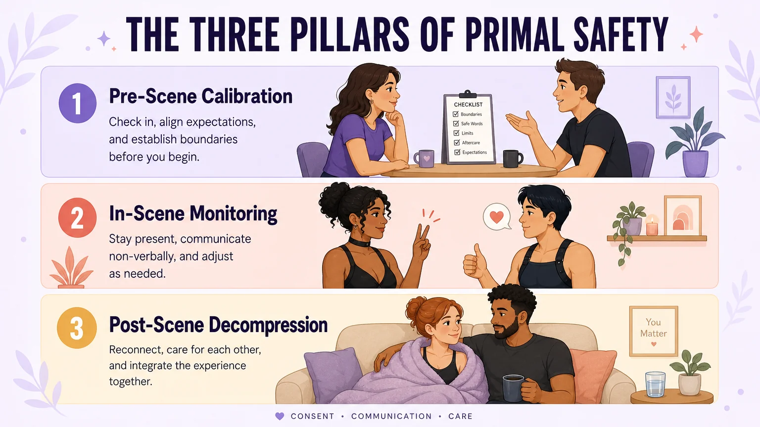 The Three Pillars of Primal Safety: Pre-Scene Calibration, In-Scene Monitoring, and Post-Scene Decompression