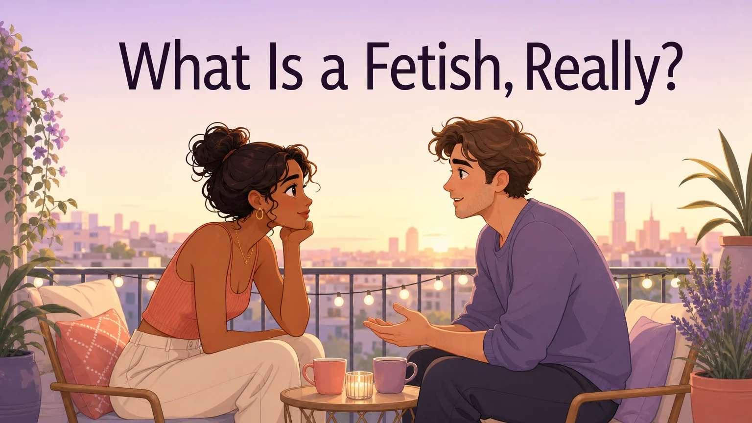 Article cover: two people in quiet balcony conversation, warm golden light