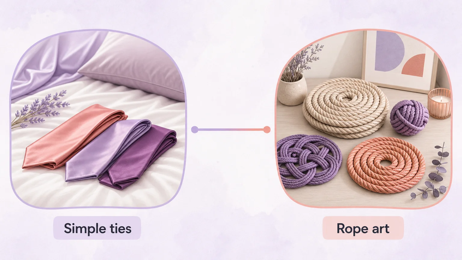 Two ends of physical closeness: simple silk ties and artistic rope