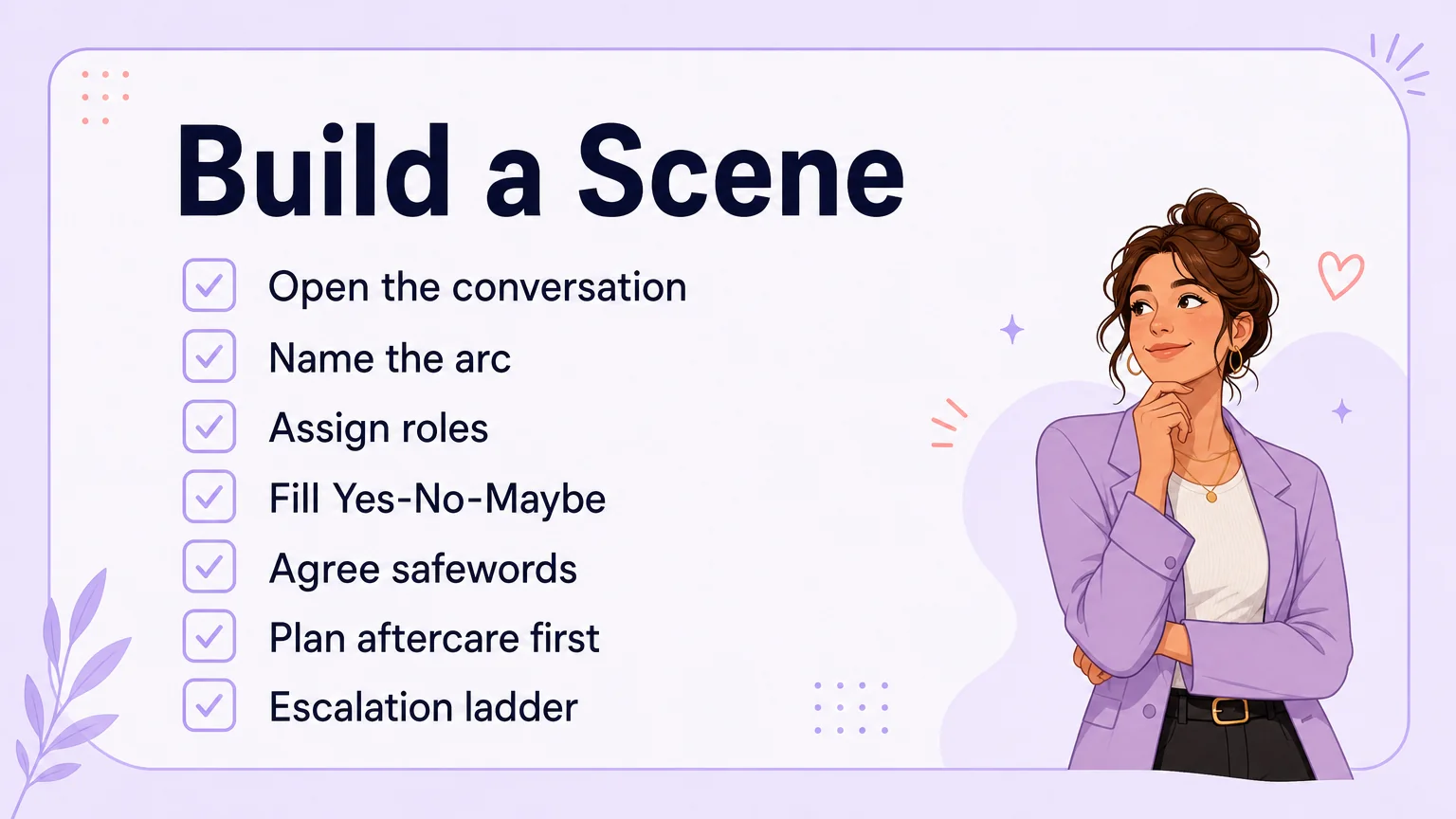 Build a corruption kink scene checklist