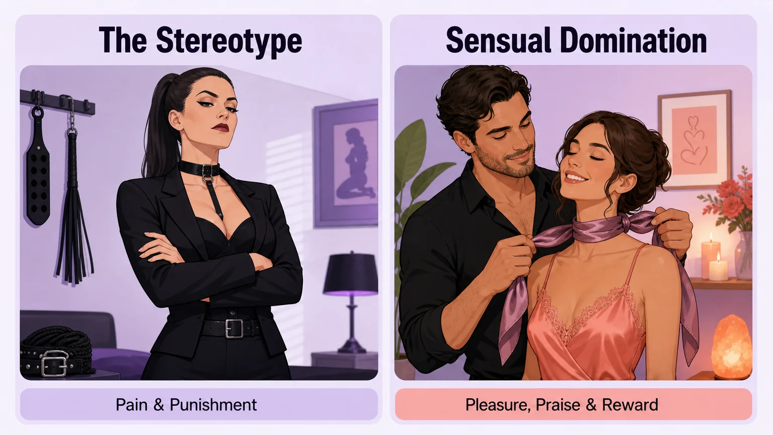 Comparison of the stereotype of pain and punishment versus sensual domination as pleasure, praise, and reward