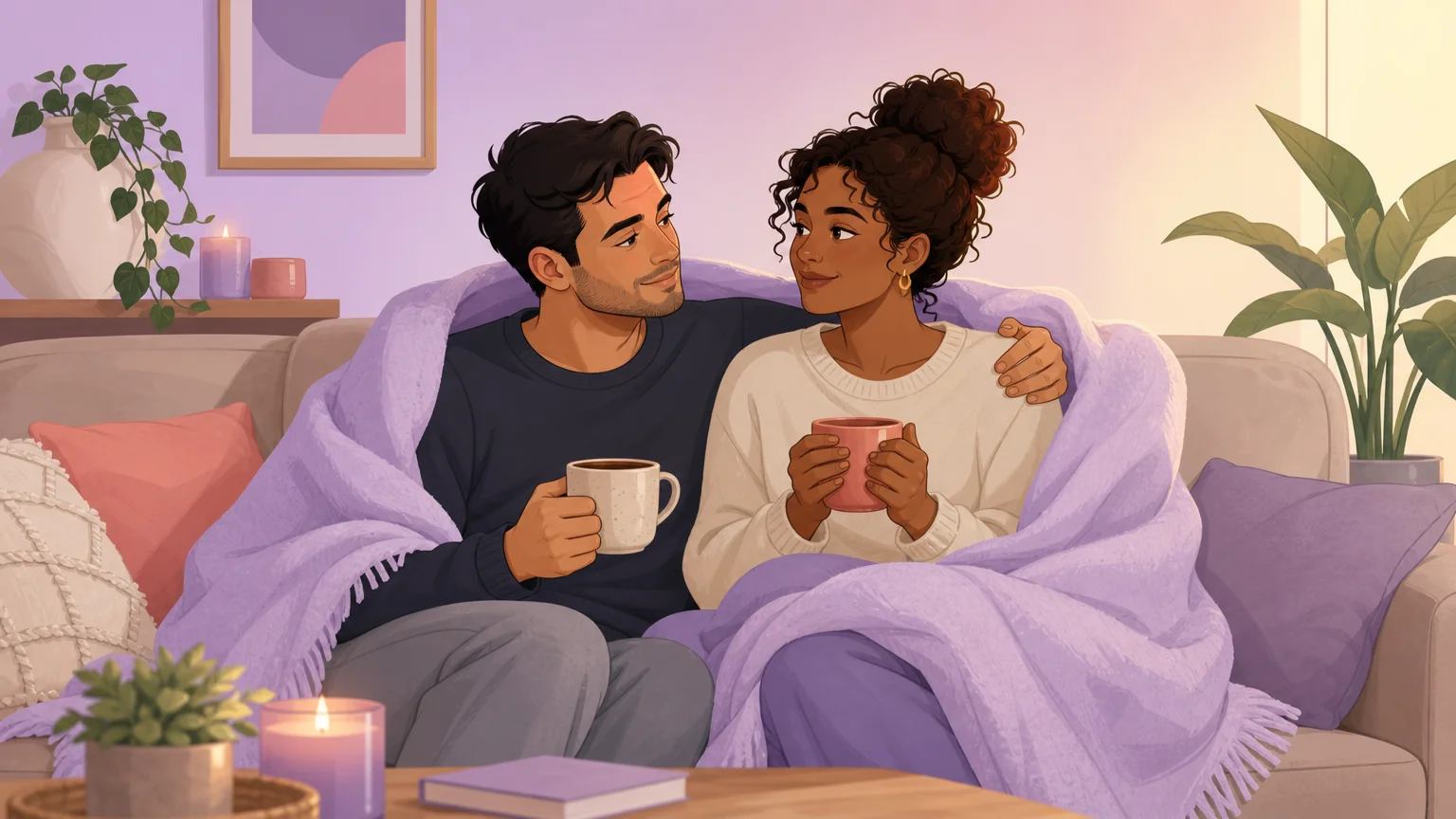 Two adults in aftercare together after a corruption kink scene