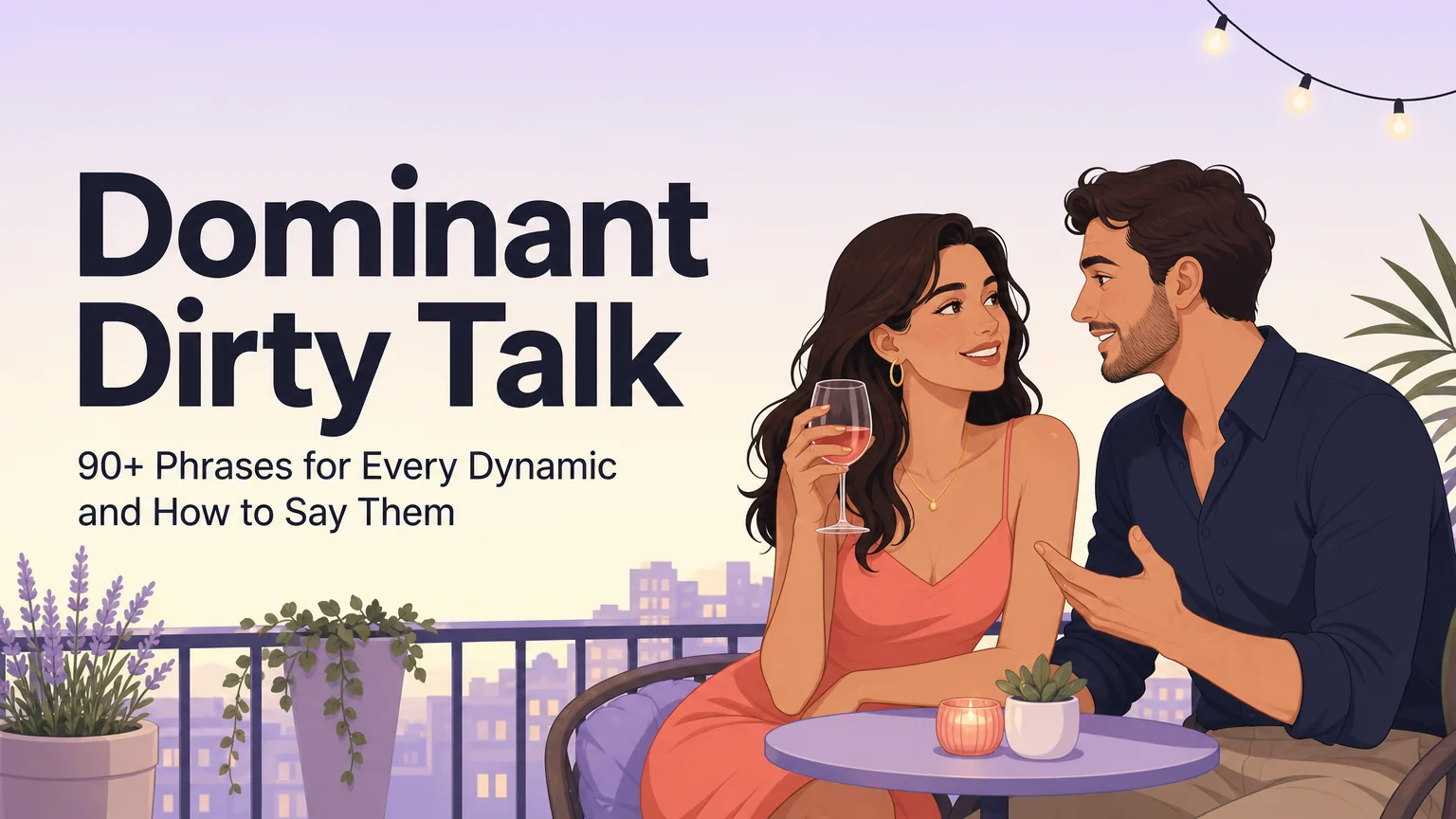 Talk That Leads: a couple talking warmly on a balcony, dominant dirty talk cover