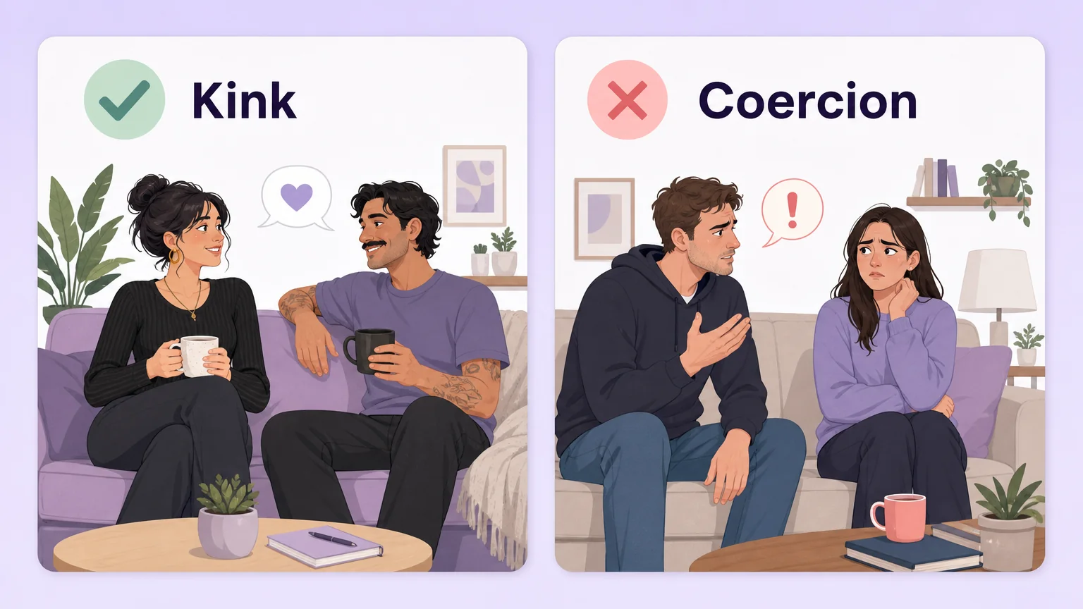 Illustration contrasting kink versus coercion