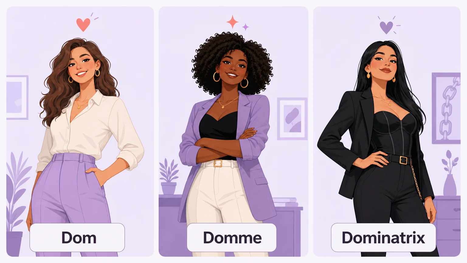 The label debate: three women confidently using the labels Dom, Domme, and Dominatrix