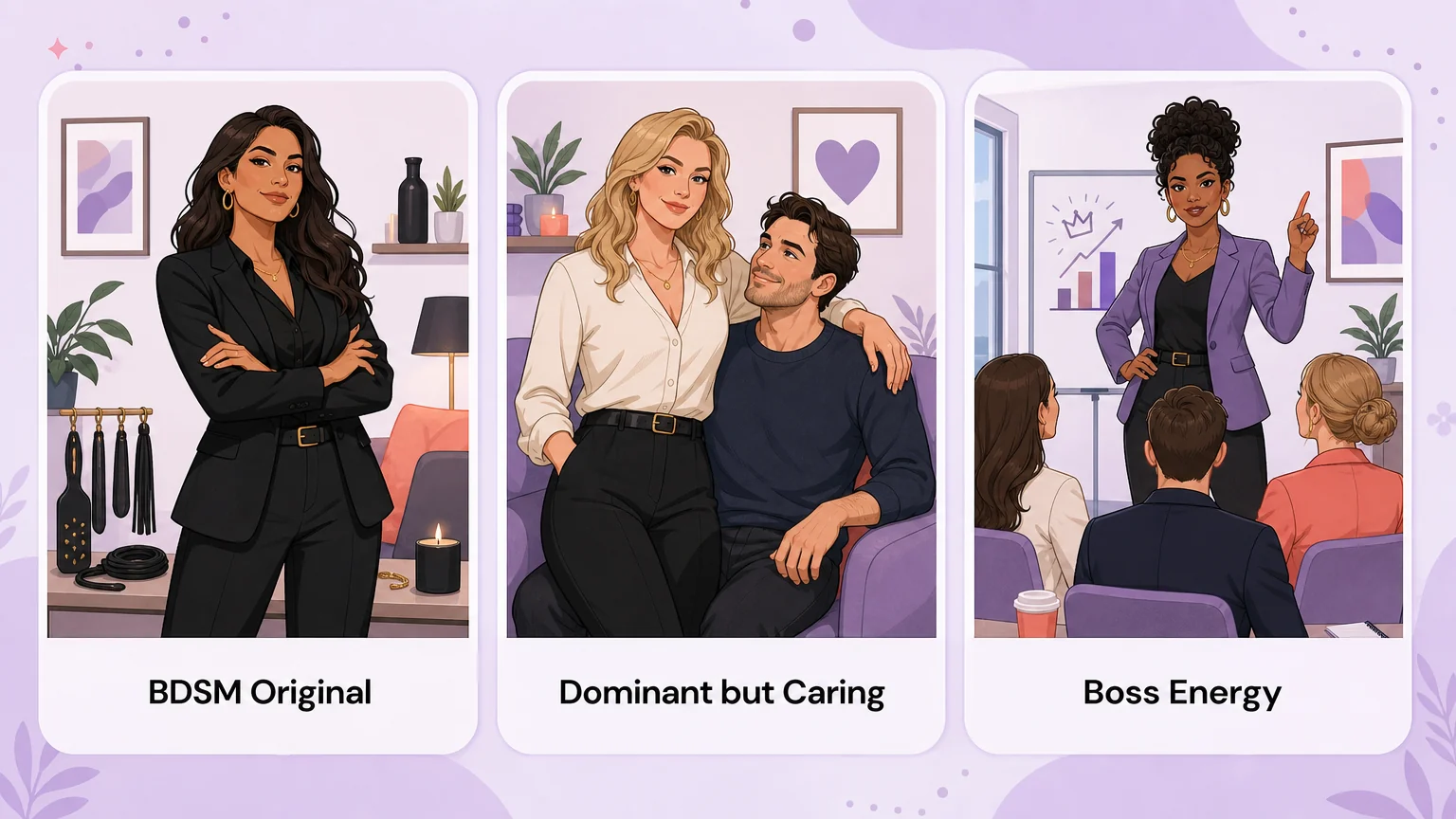Three layers of the dommy mommy meaning: BDSM original, dominant but caring, and boss energy