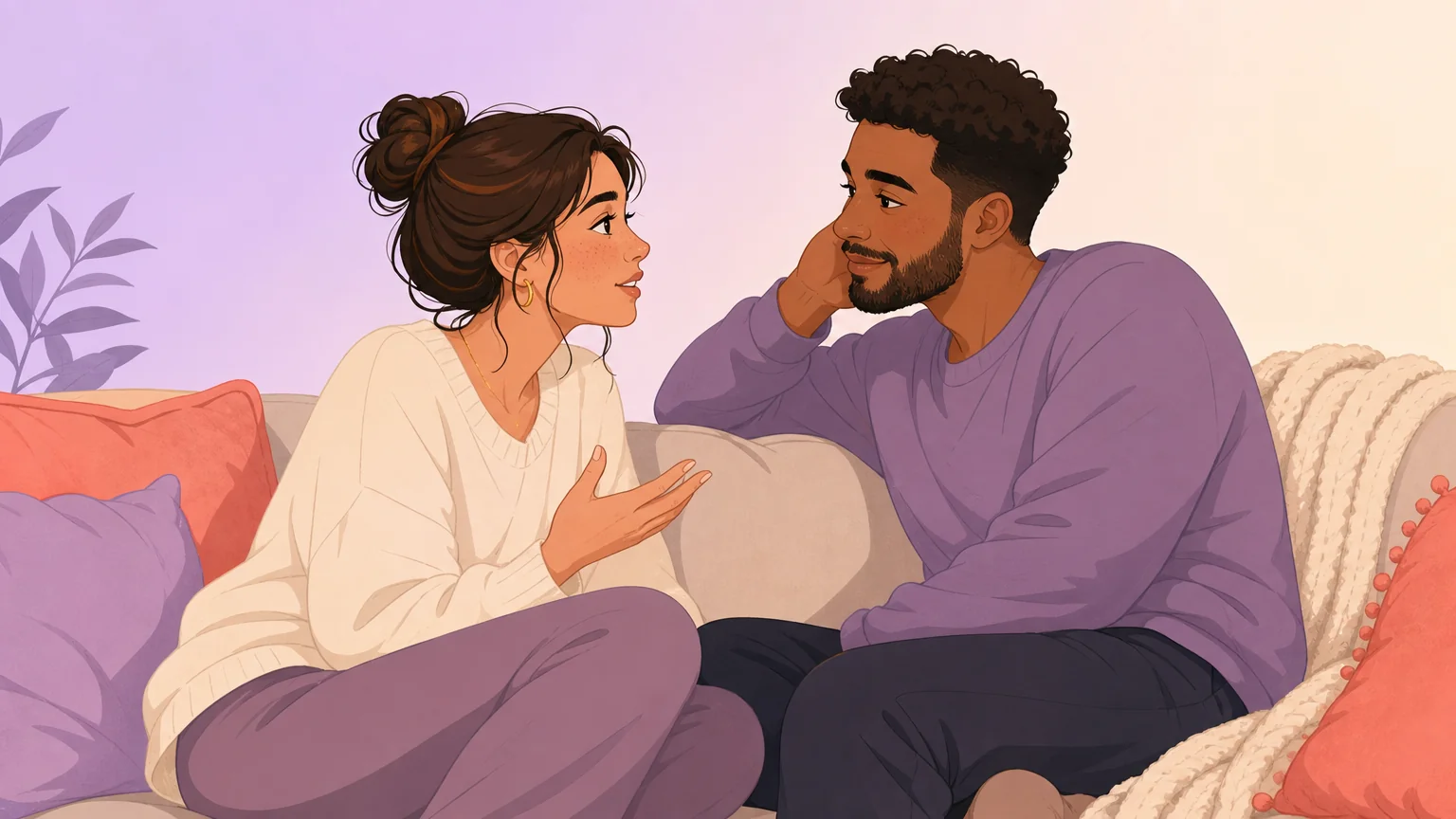 A couple sharing desires in an open conversation before a scene