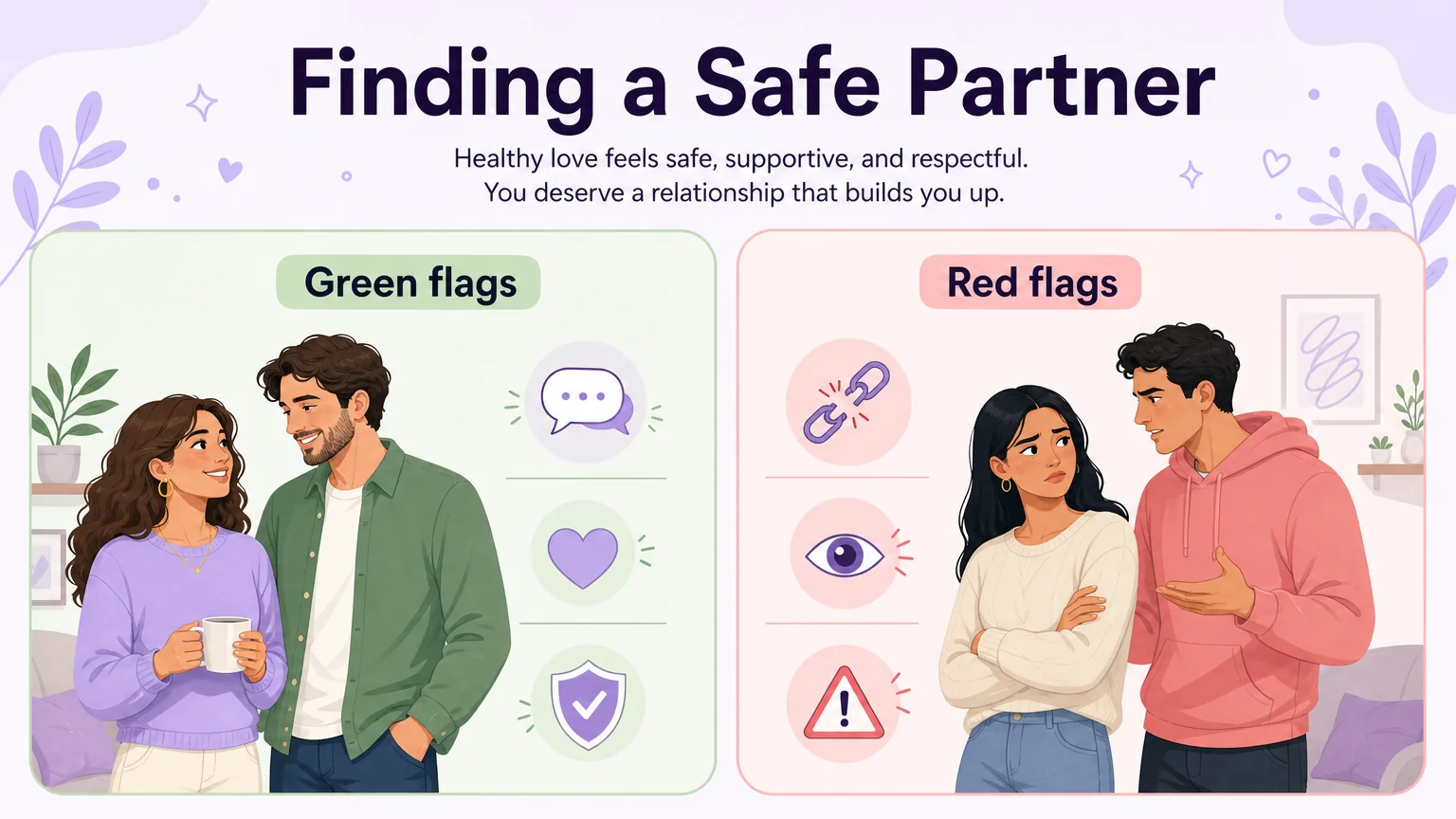 Green flags vs red flags for choosing a safe play partner