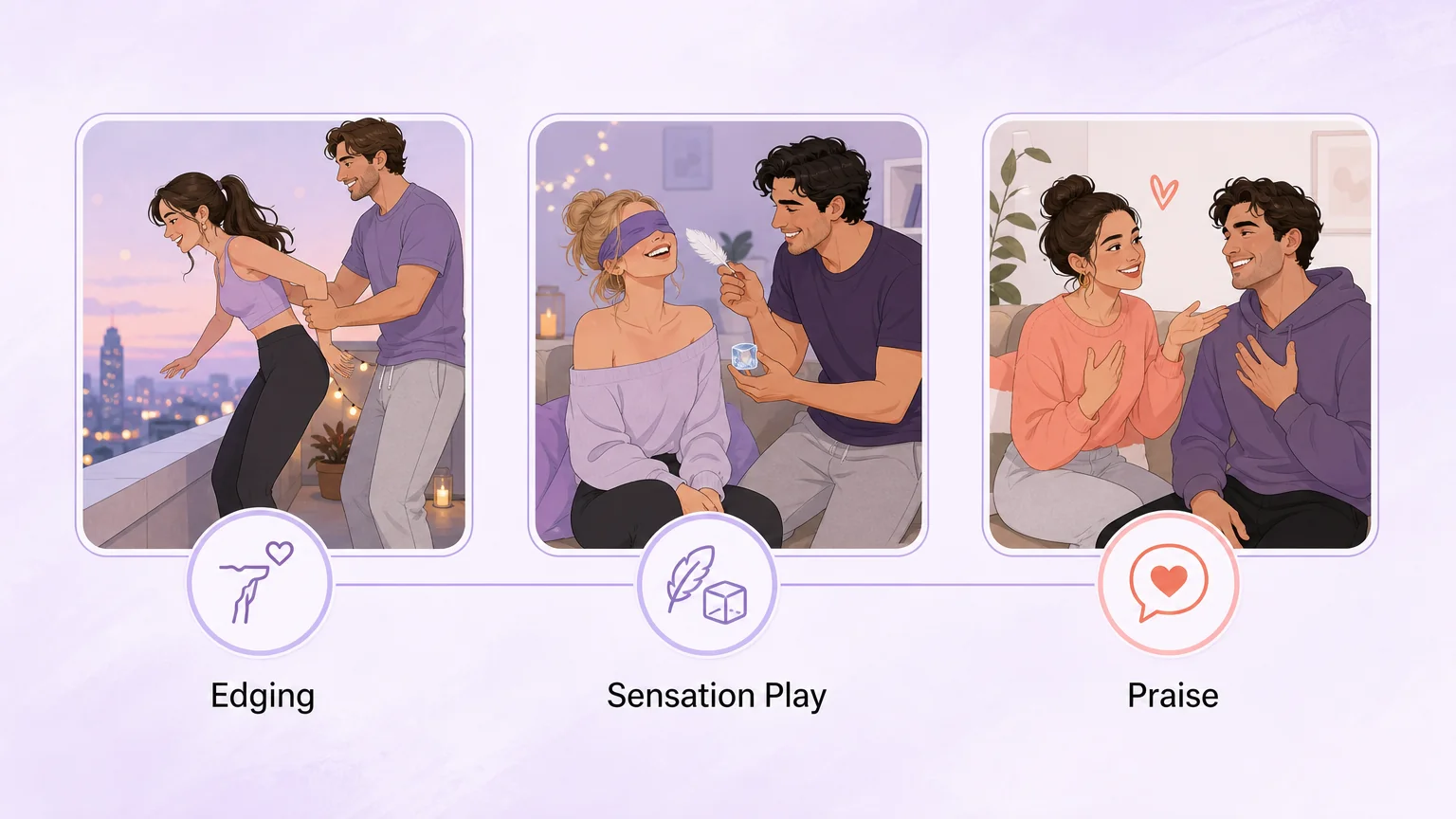 Pleasure dom toolkit framework: edging, sensation play, and praise as three connected channels