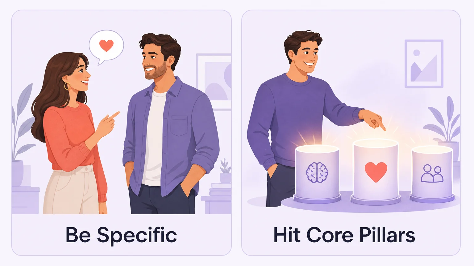 Two rules of praise: be specific and target core pillars
