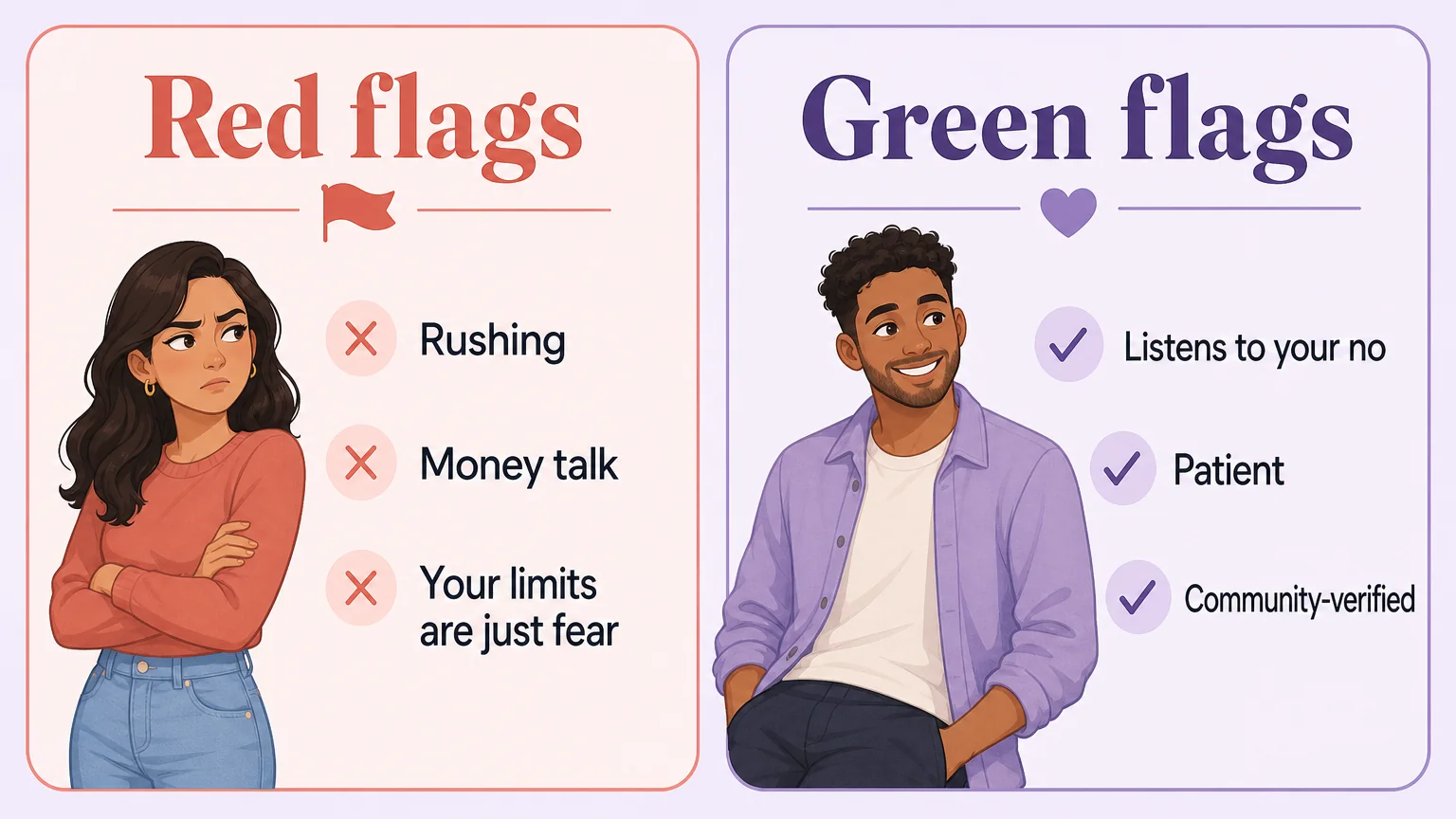 Red flags and green flags for finding a compatible partner and spotting a fake