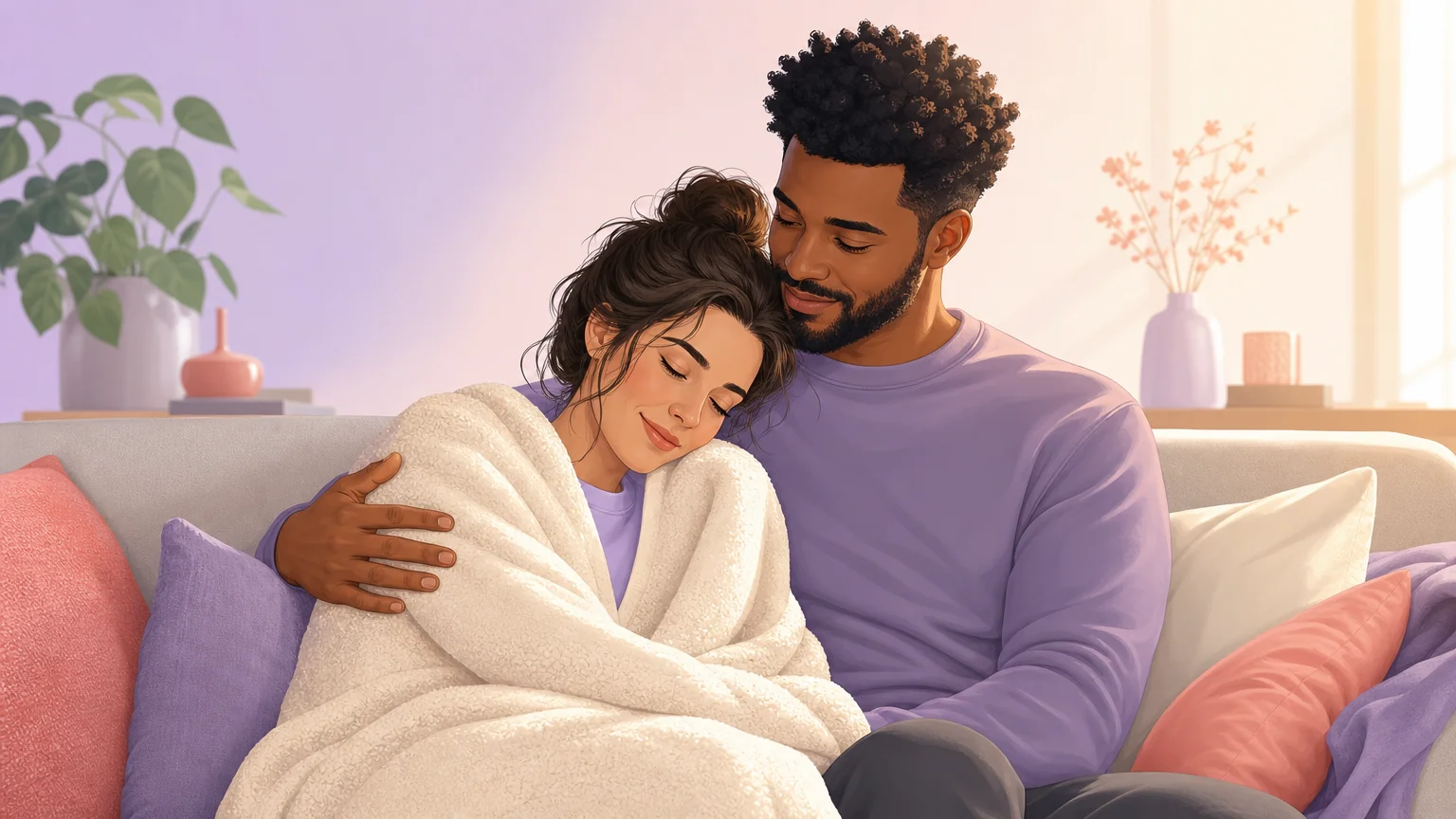Aftercare: a brat wrapped in a blanket, being comforted after an intense scene