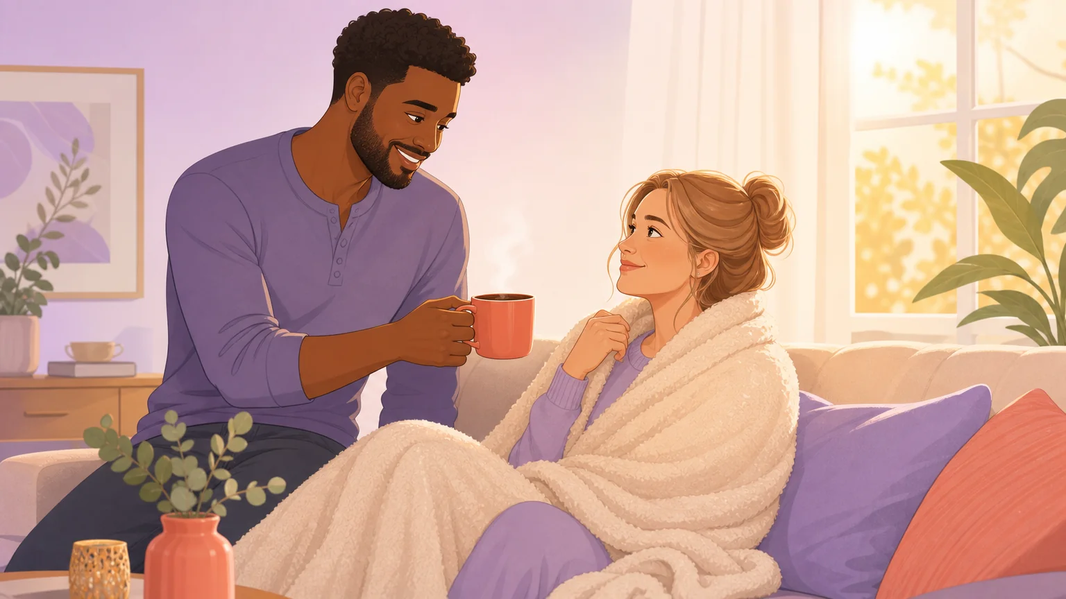 Healthy dominant showing his soft side, caring for his partner