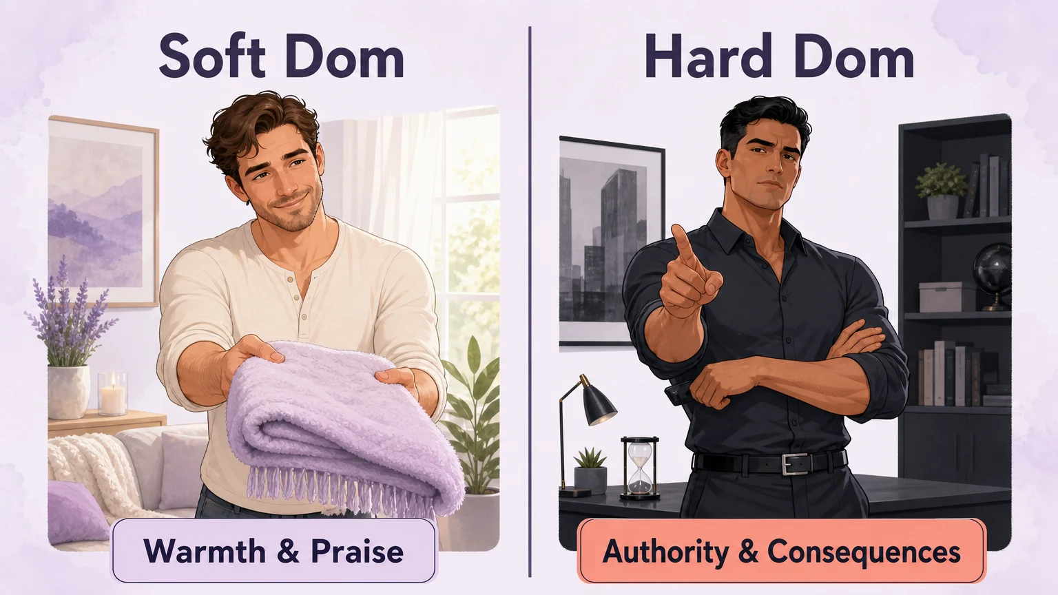 Two-panel comparison of a soft dom and a hard dom leading