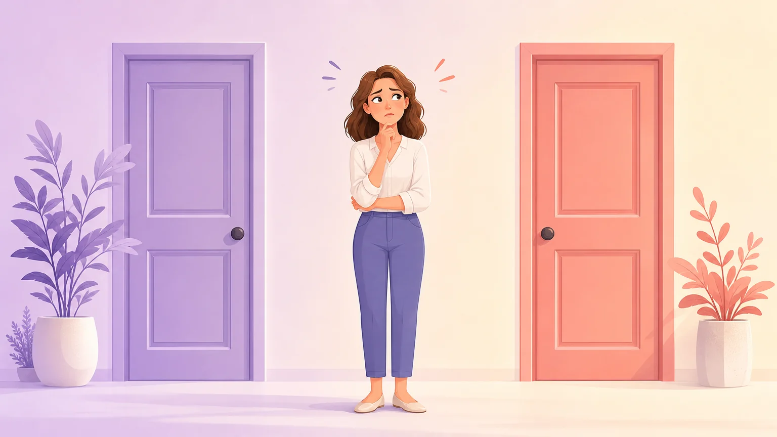 Illustration of a person feeling pressured to pick one side