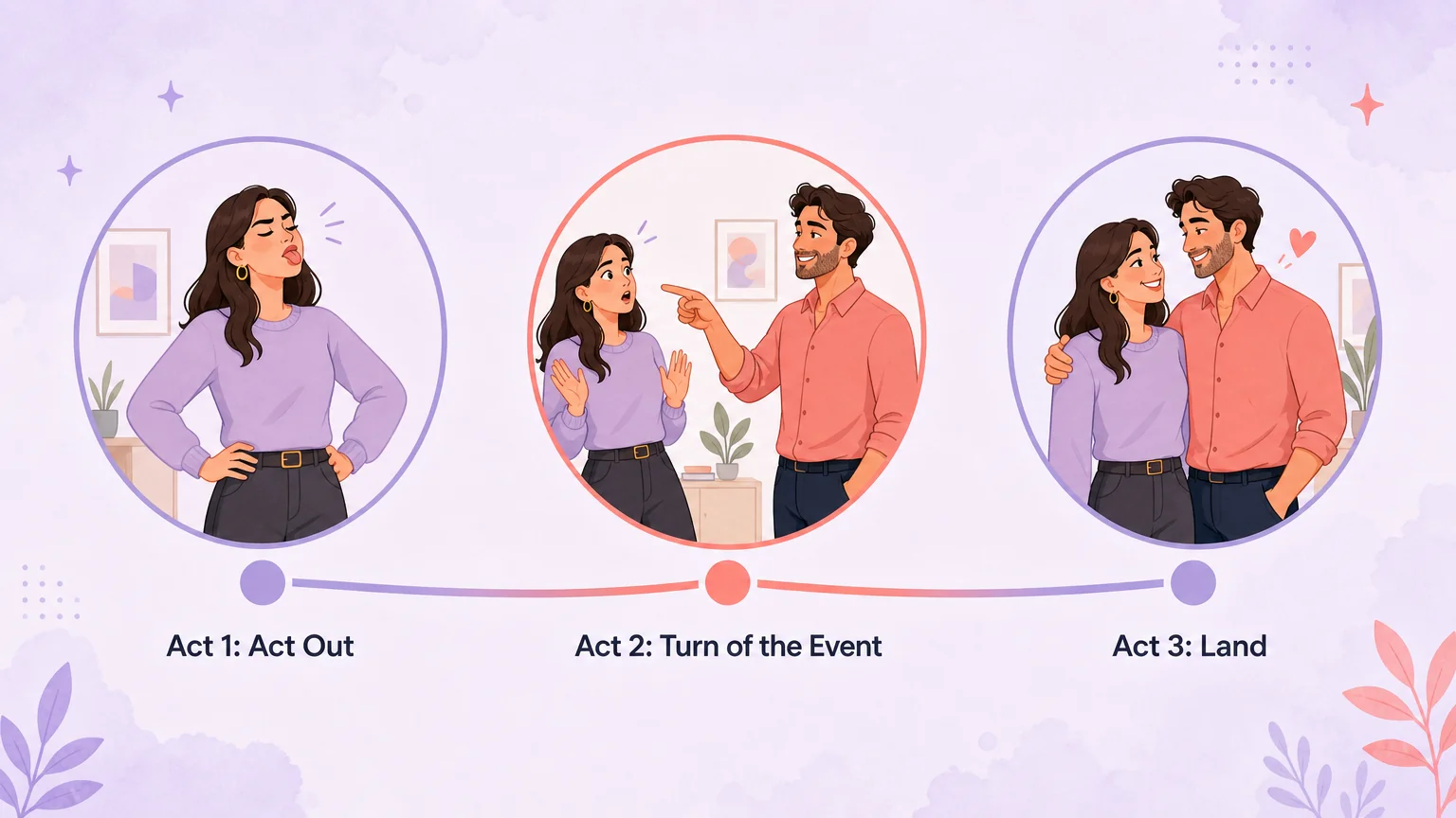 The three-act bratting arc: act out, turn of the event, and land
