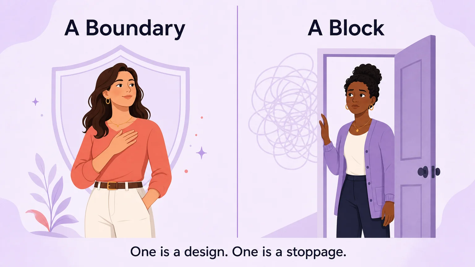 Diagram comparing a boundary and a block in the pillow princess distinction