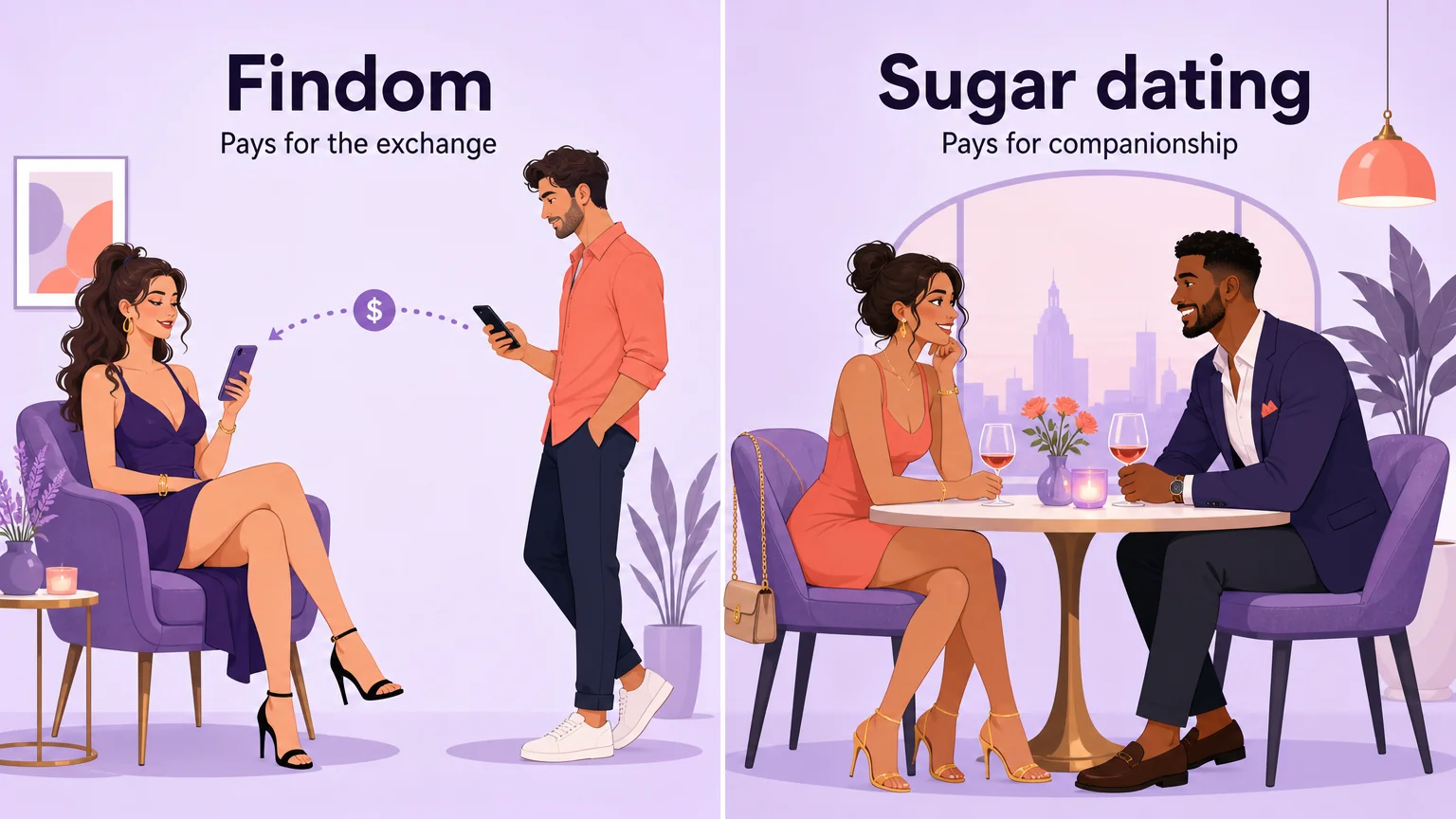 Comparison of findom and sugar dating by what the payer receives