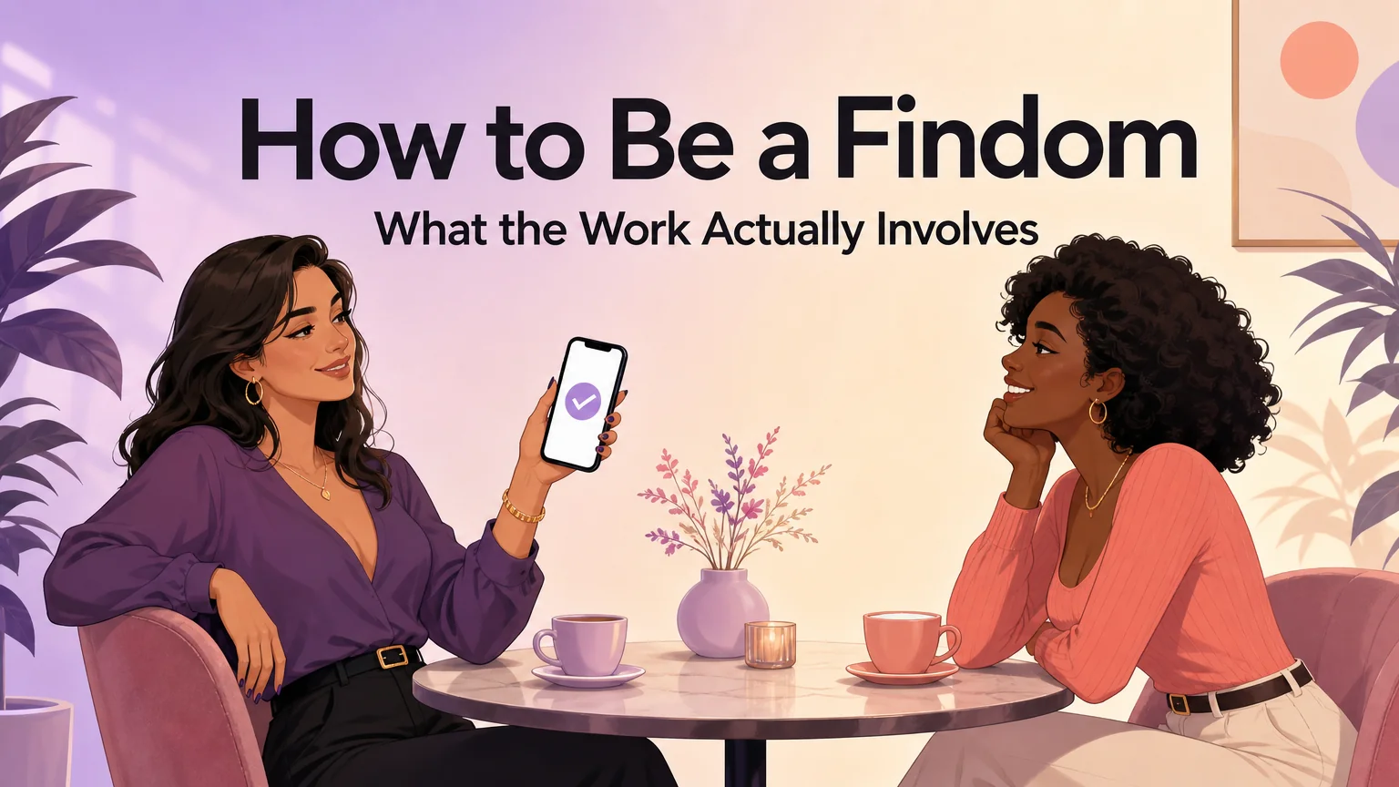 Two adults talking over coffee, illustrating a plain-English guide to how to be a findom