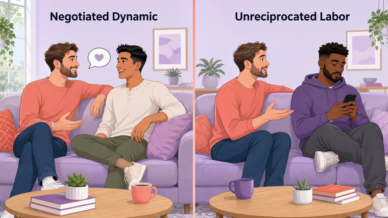 Negotiated dynamic beside unreciprocated labor, contrasted
