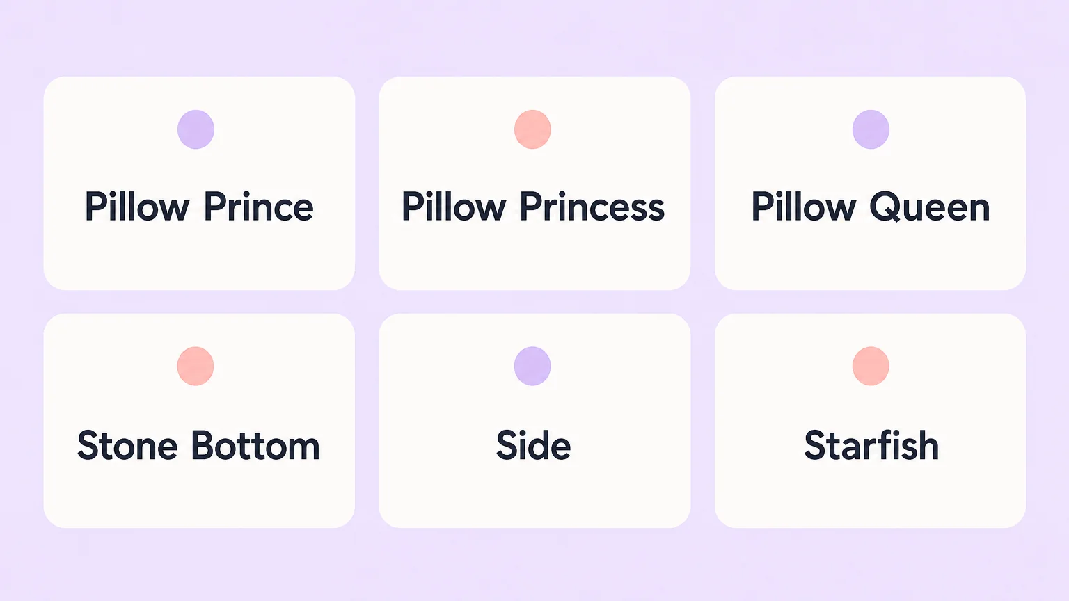 Glossary grid of pillow prince vocabulary: prince, princess, queen, stone bottom, side, starfish