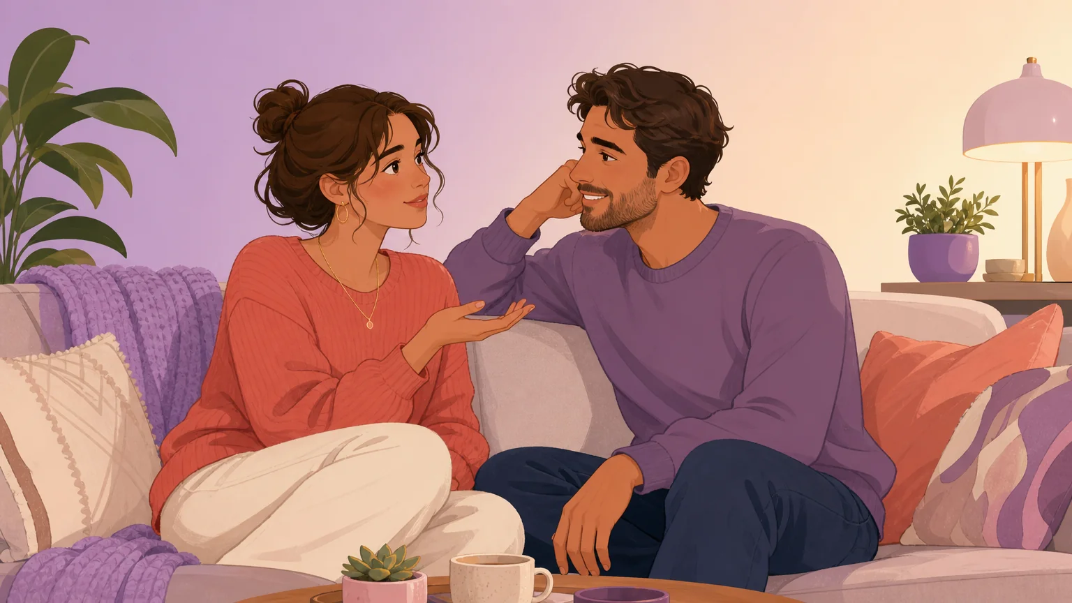 Scenario illustration of a partner asking for what they want while their partner listens