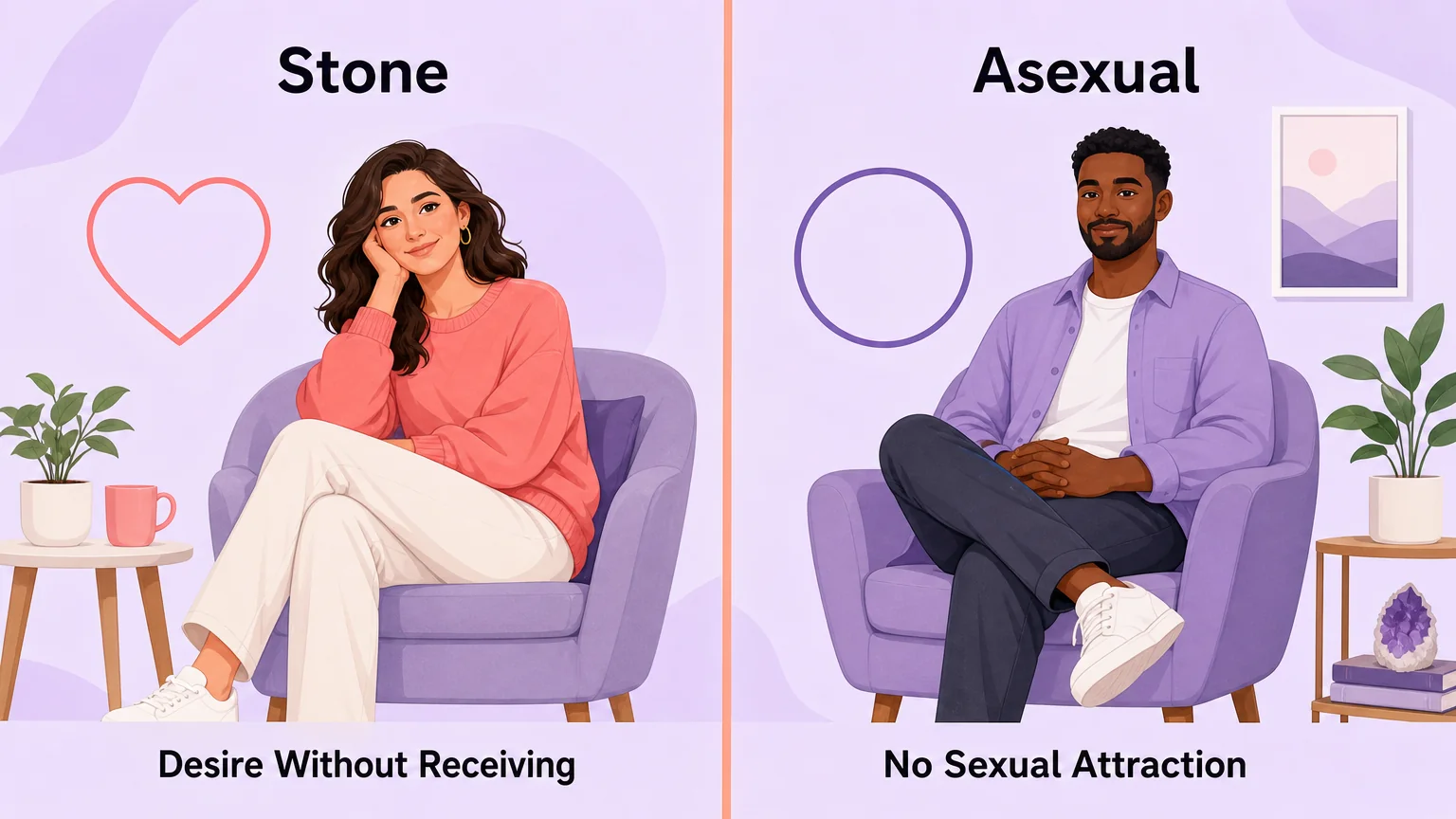 Comparison of stone and asexual identity: desire without receiving versus no sexual attraction