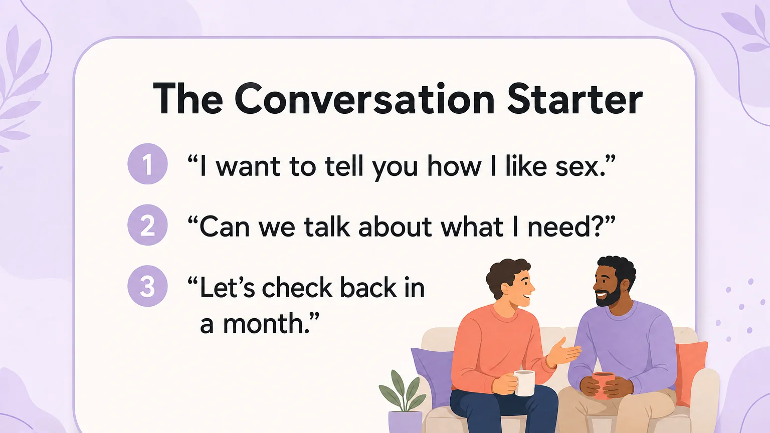 The Conversation Starter card with three scripts to say aloud