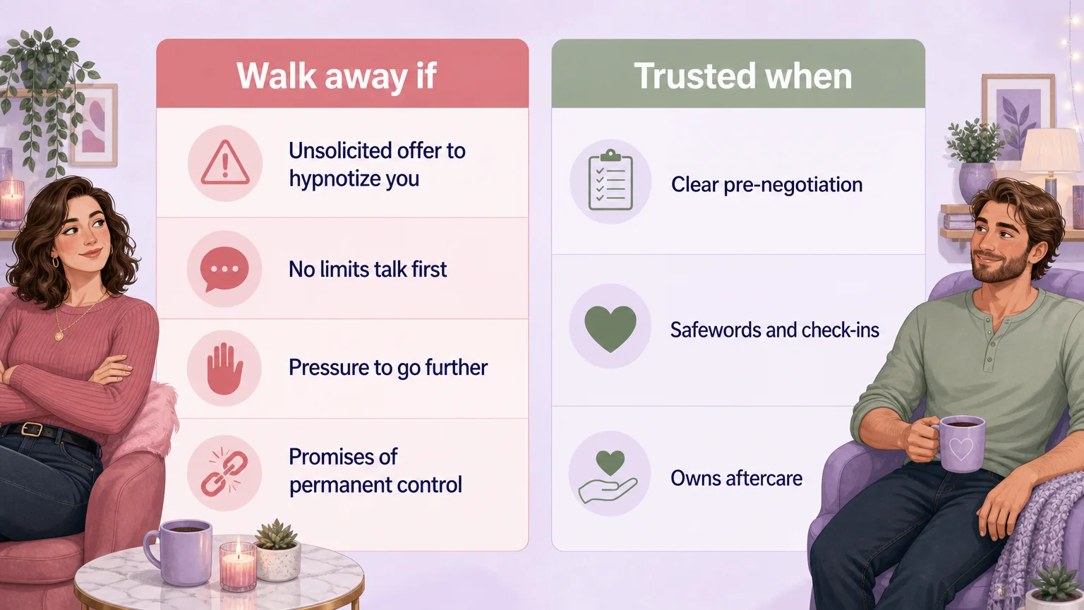 How to vet a hypno-Domme or audio file: red flags to walk away from and green flags to trust