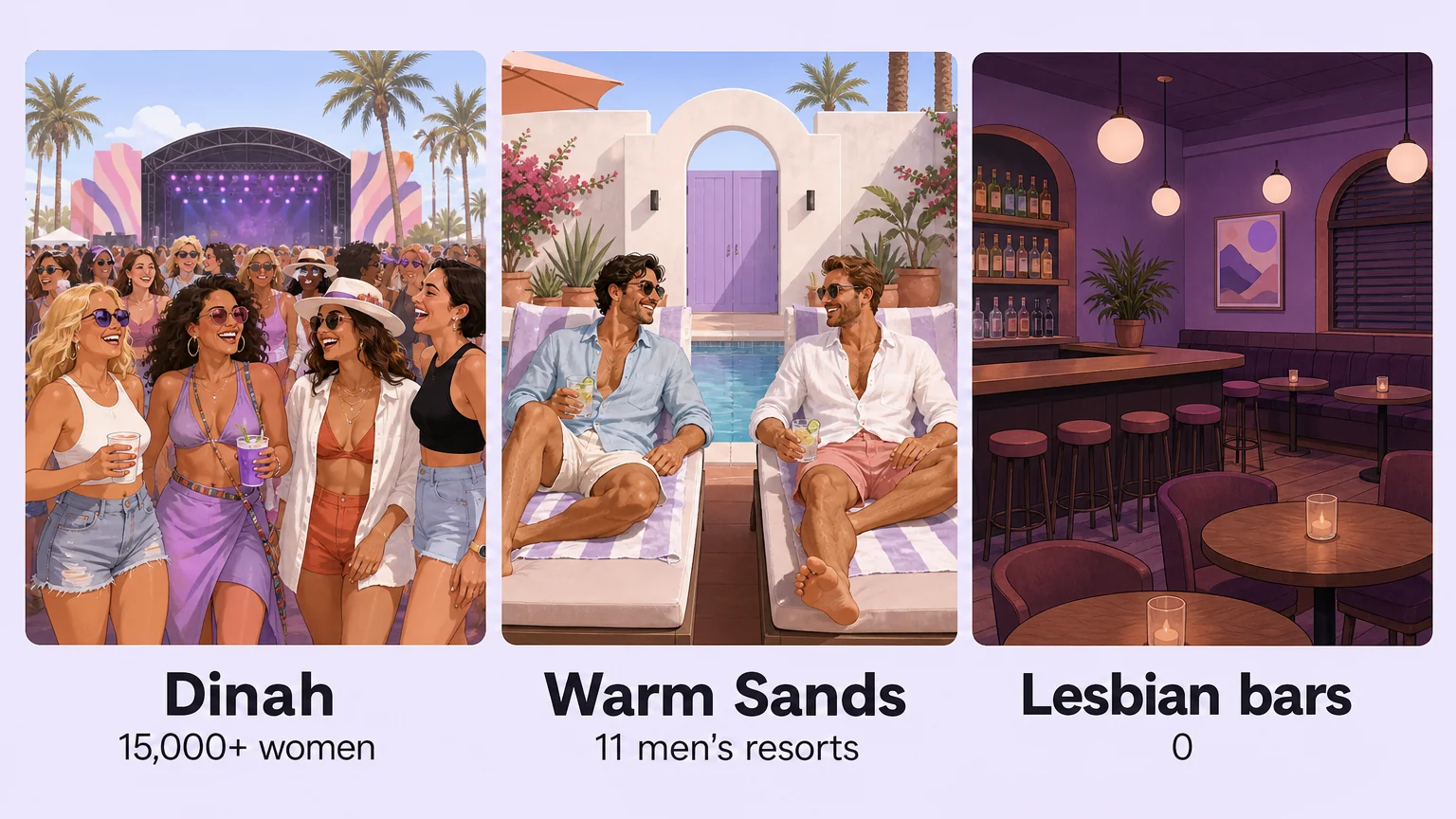 Dinah festival, Warm Sands resorts and the absence of lesbian bars